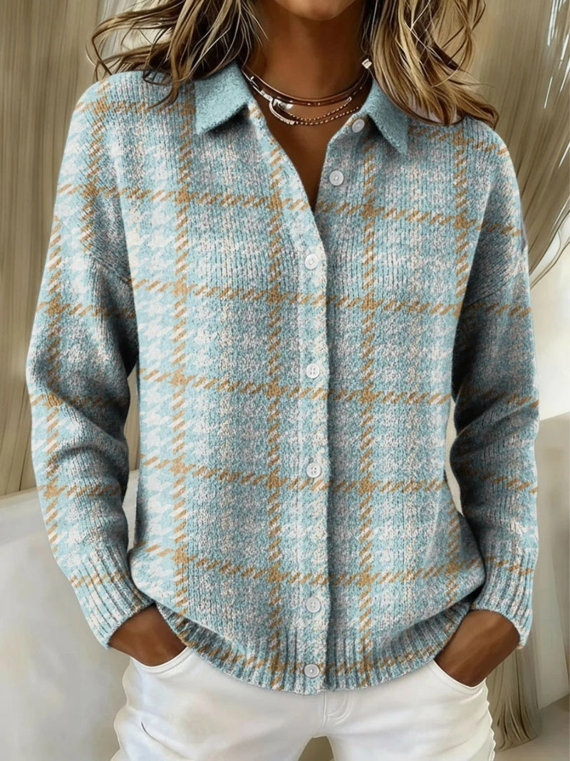 Martina | Cardigan a Quadri in Maglia Donna Bottoni Maglioni Particolari