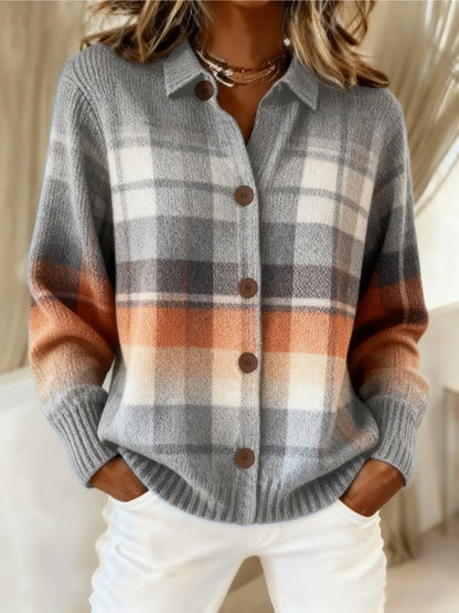 Martina | Cardigan a Quadri in Maglia Donna Bottoni Maglioni Particolari