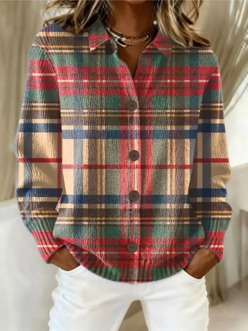 Martina | Cardigan a Quadri in Maglia Donna Bottoni Maglioni Particolari