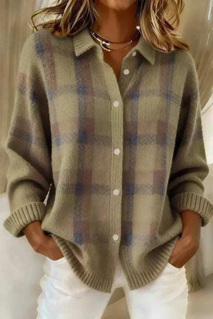 Martina | Cardigan a Quadri in Maglia Donna Bottoni Maglioni Particolari