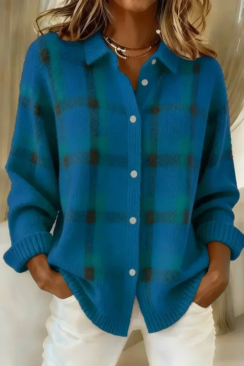 Martina | Cardigan a Quadri in Maglia Donna Bottoni Maglioni Particolari