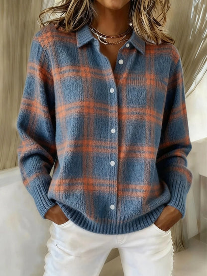 Martina | Cardigan a Quadri in Maglia Donna Bottoni Maglioni Particolari