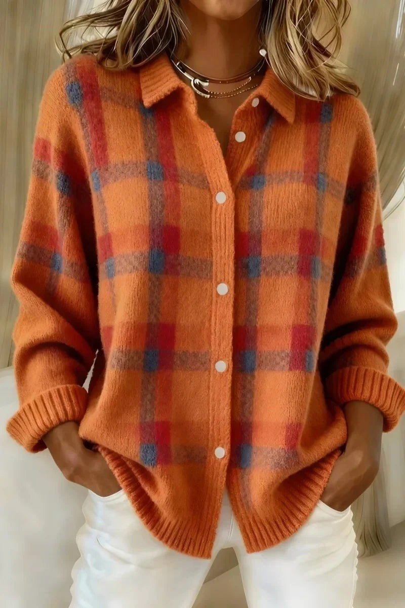 Martina | Cardigan a Quadri in Maglia Donna Bottoni Maglioni Particolari
