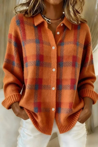 Martina | Cardigan a Quadri in Maglia Donna Bottoni Maglioni Particolari