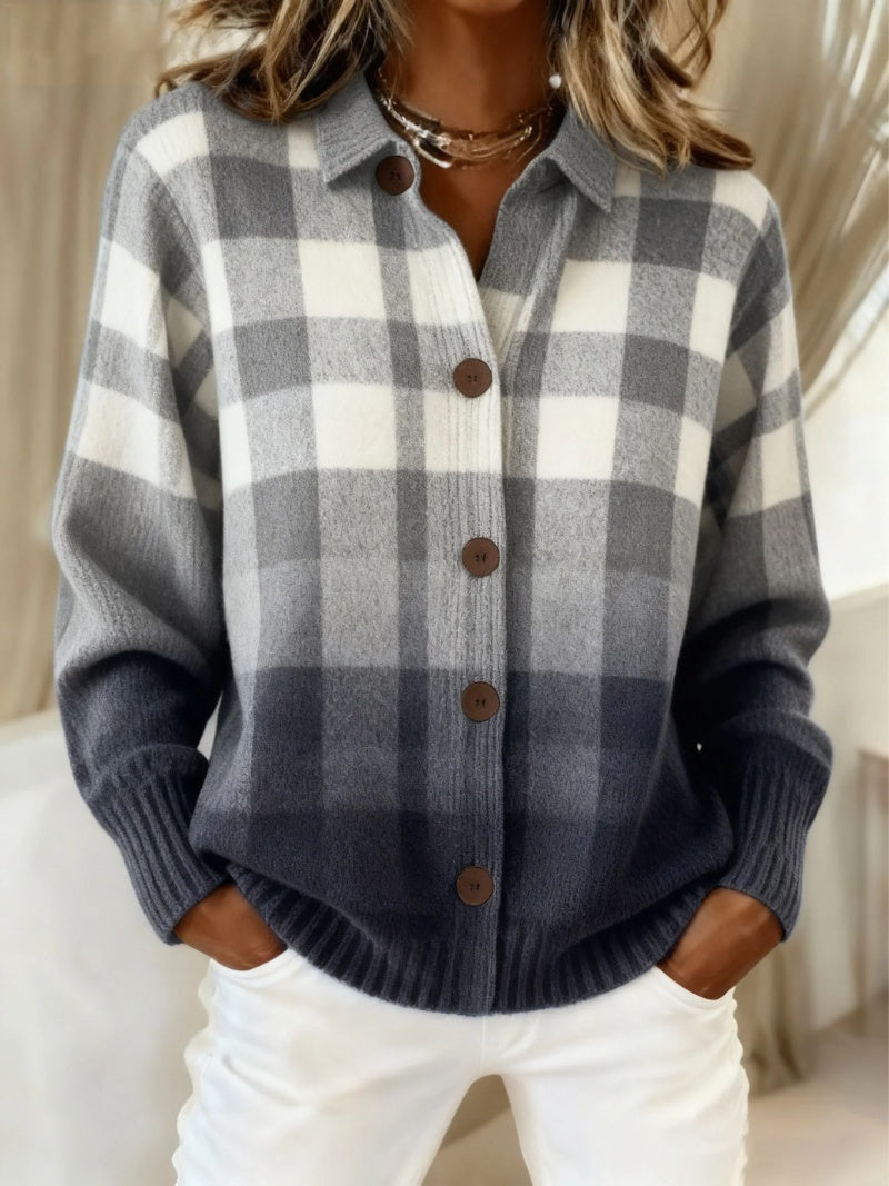 Martina | Cardigan a Quadri in Maglia Donna Bottoni Maglioni Particolari