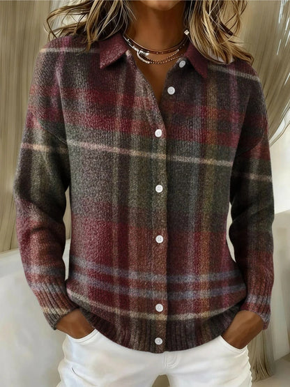 Martina | Cardigan a Quadri in Maglia Donna Bottoni Maglioni Particolari