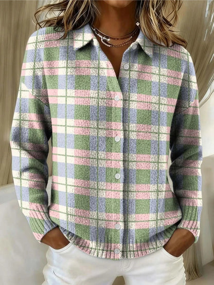 Martina | Cardigan a Quadri in Maglia Donna Bottoni Maglioni Particolari