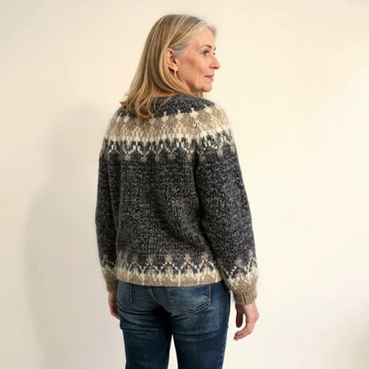 Martina | Maglione di Lana Donna Jacquard Nordico Collo Rotondo