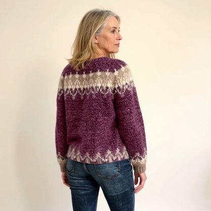 Martina | Maglione di Lana Donna Jacquard Nordico Collo Rotondo