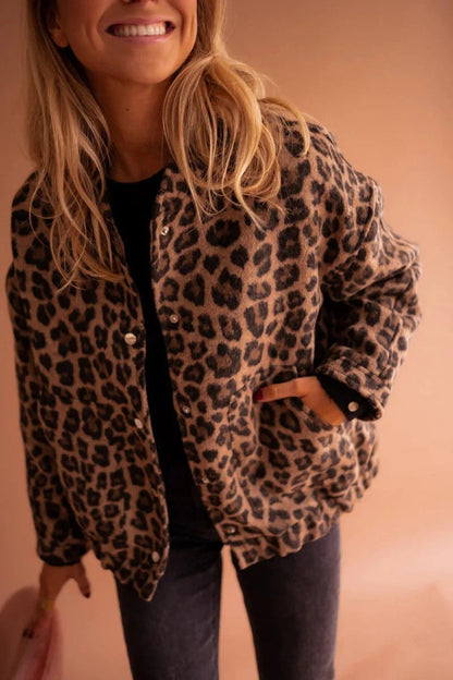 Matilde | Giacca Bomber Donna Stampa Animalier Bottoni a Pressione