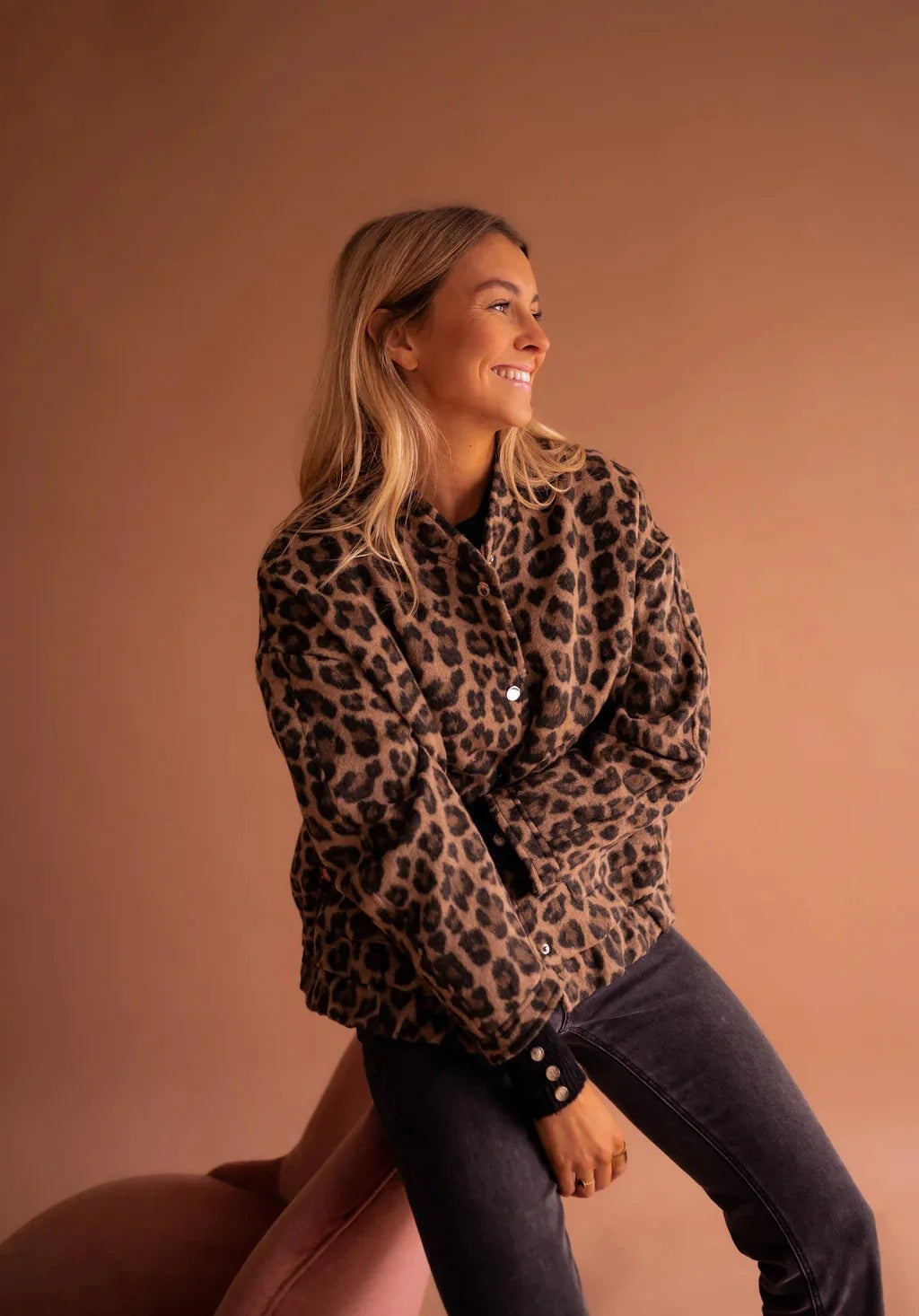 Matilde | Giacca Bomber Donna Stampa Animalier Bottoni a Pressione