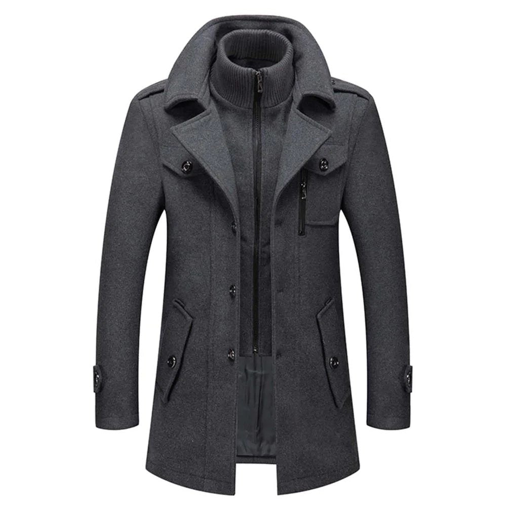 Matteo | Cappotto di Lana Uomo Doppiopetto con Sciarpa a Collo Alto