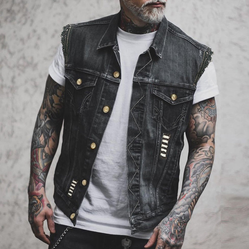 Nicola | Gilet in Denim Uomo Senza Maniche Streetwear