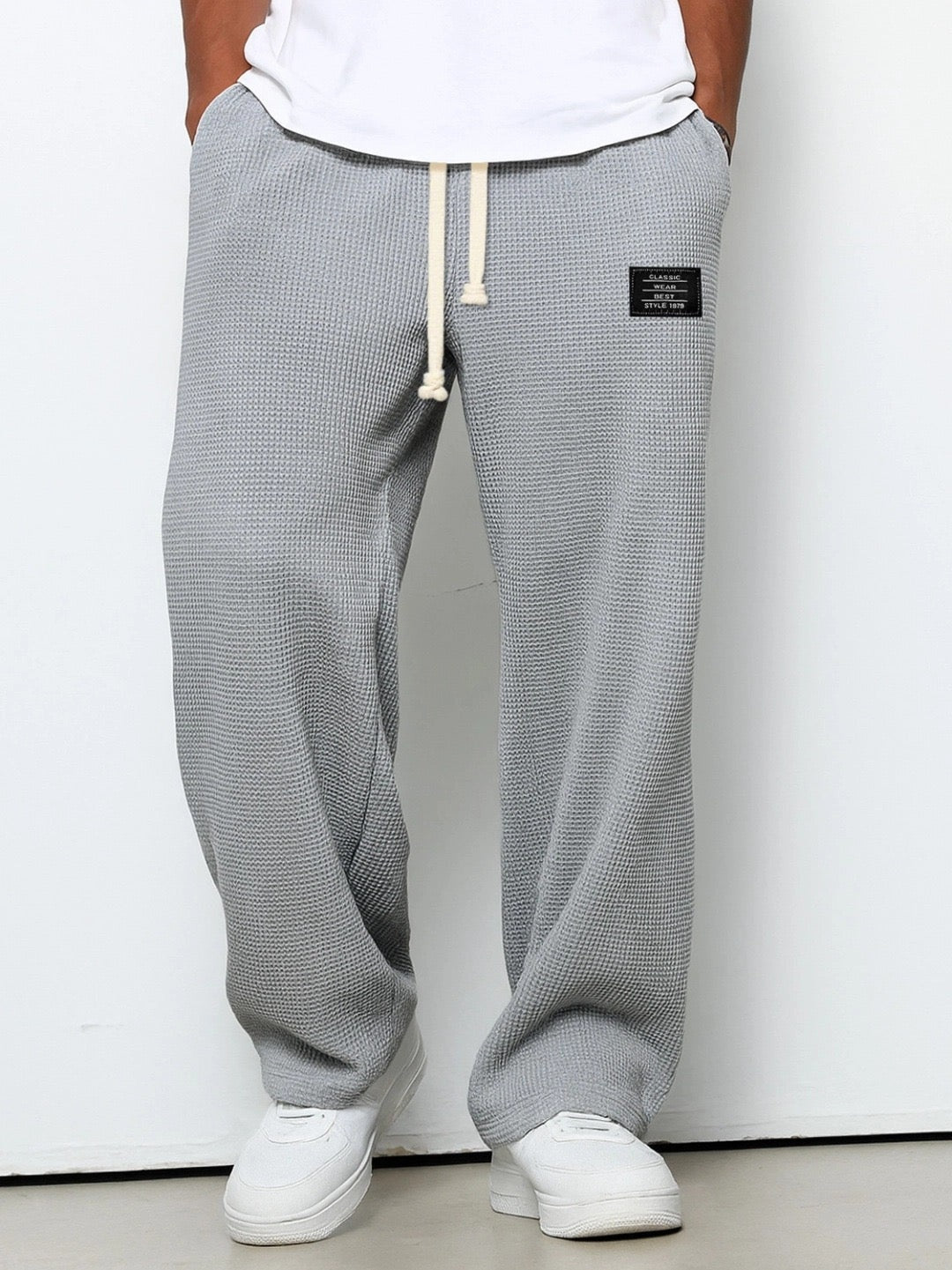 Nicola | Pantaloni Baggy Uomo in Maglia Waffle Vita Elastica