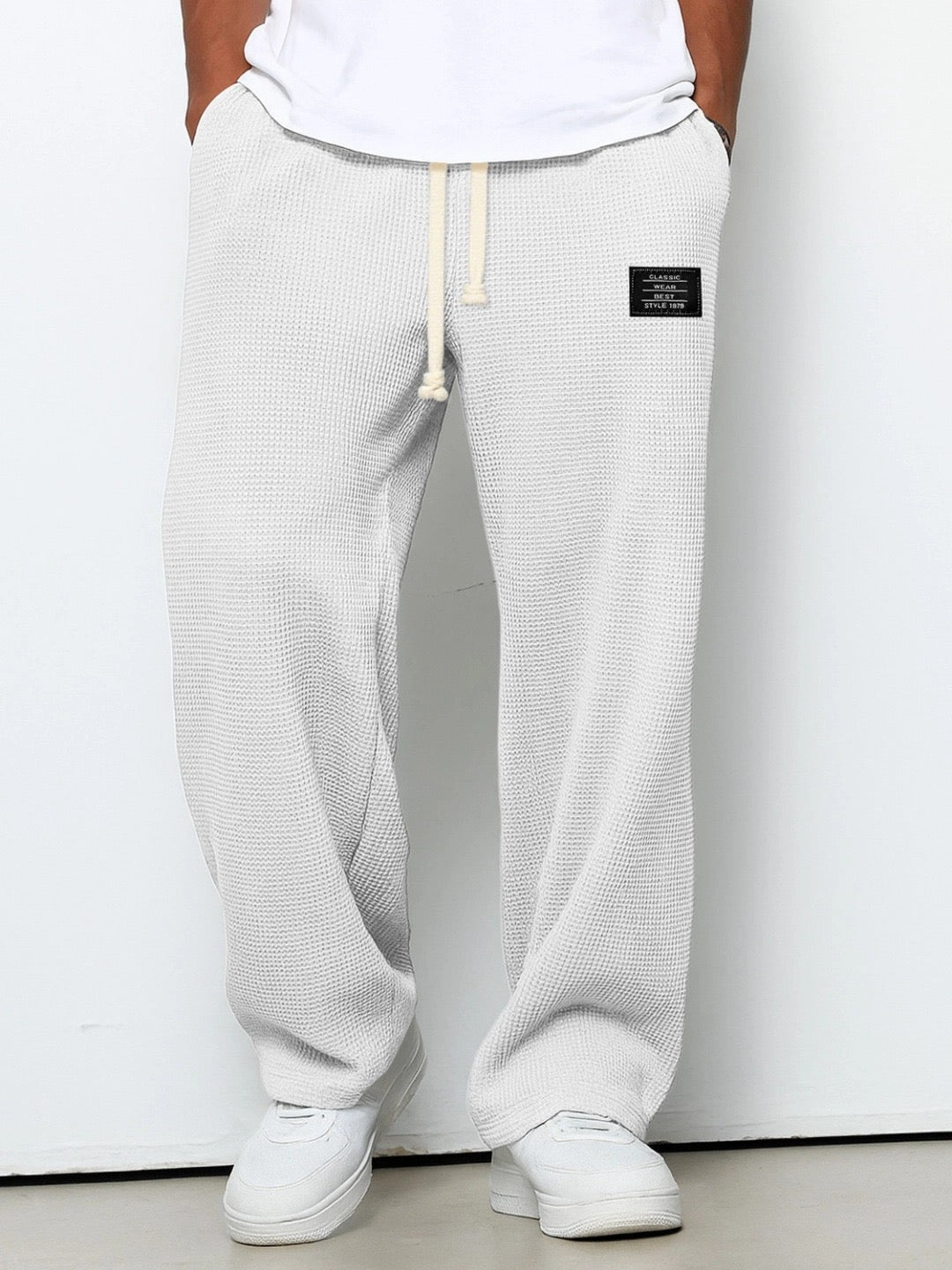 Nicola | Pantaloni Baggy Uomo in Maglia Waffle Vita Elastica