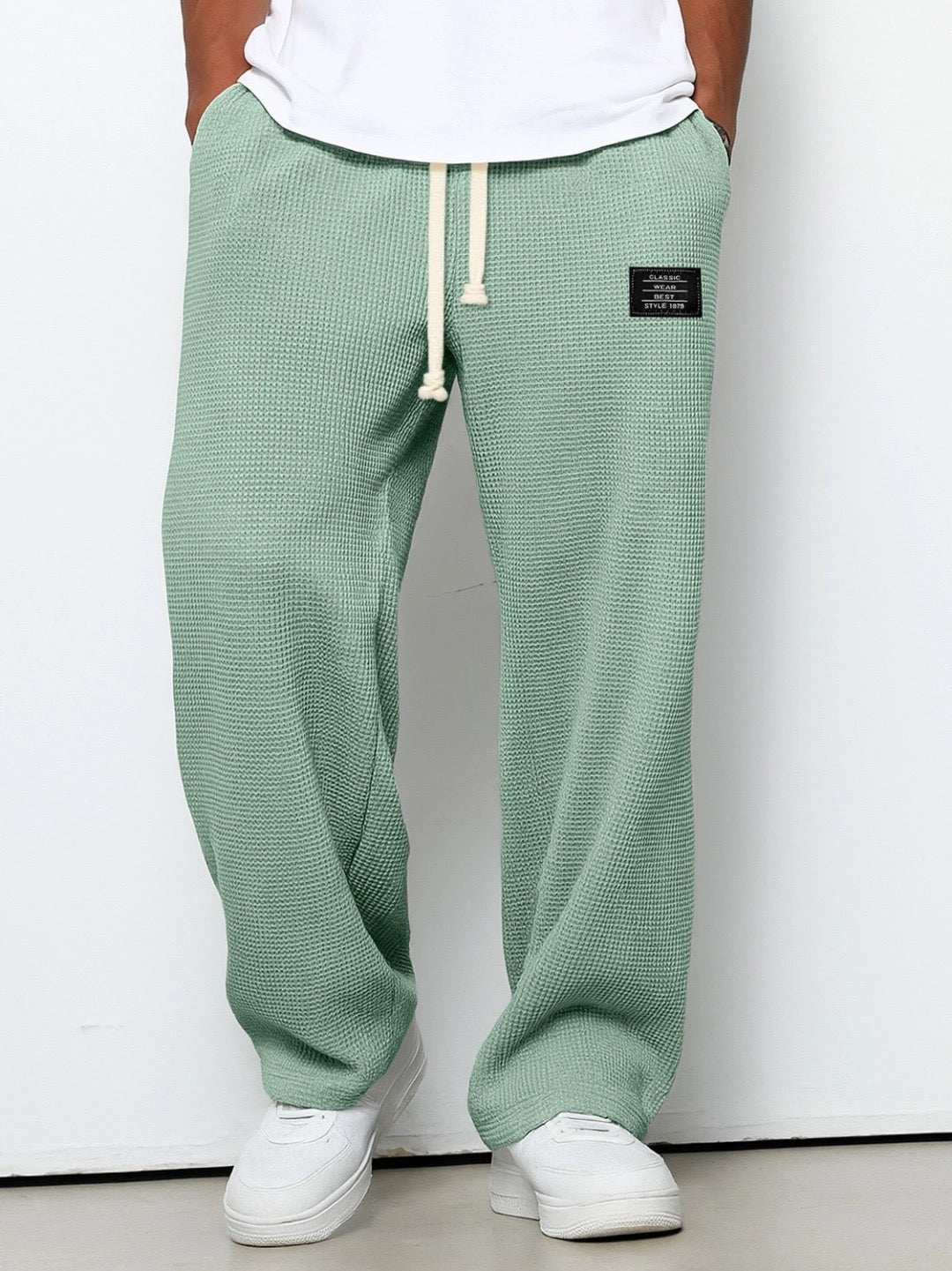 Nicola | Pantaloni Baggy Uomo in Maglia Waffle Vita Elastica