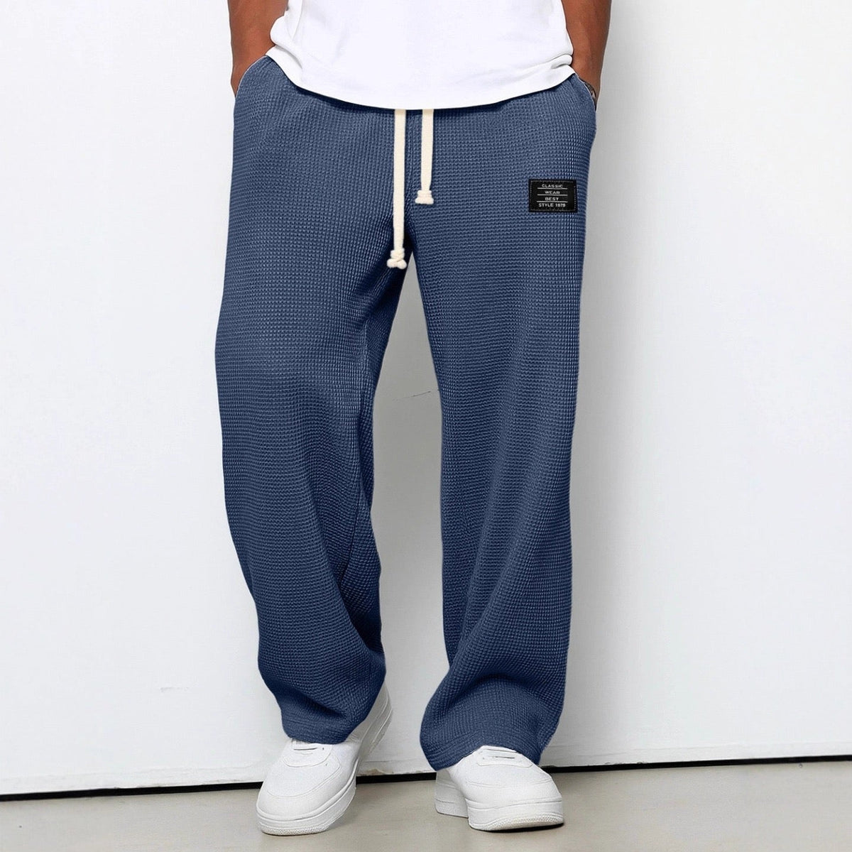 Nicola | Pantaloni Baggy Uomo in Maglia Waffle Vita Elastica