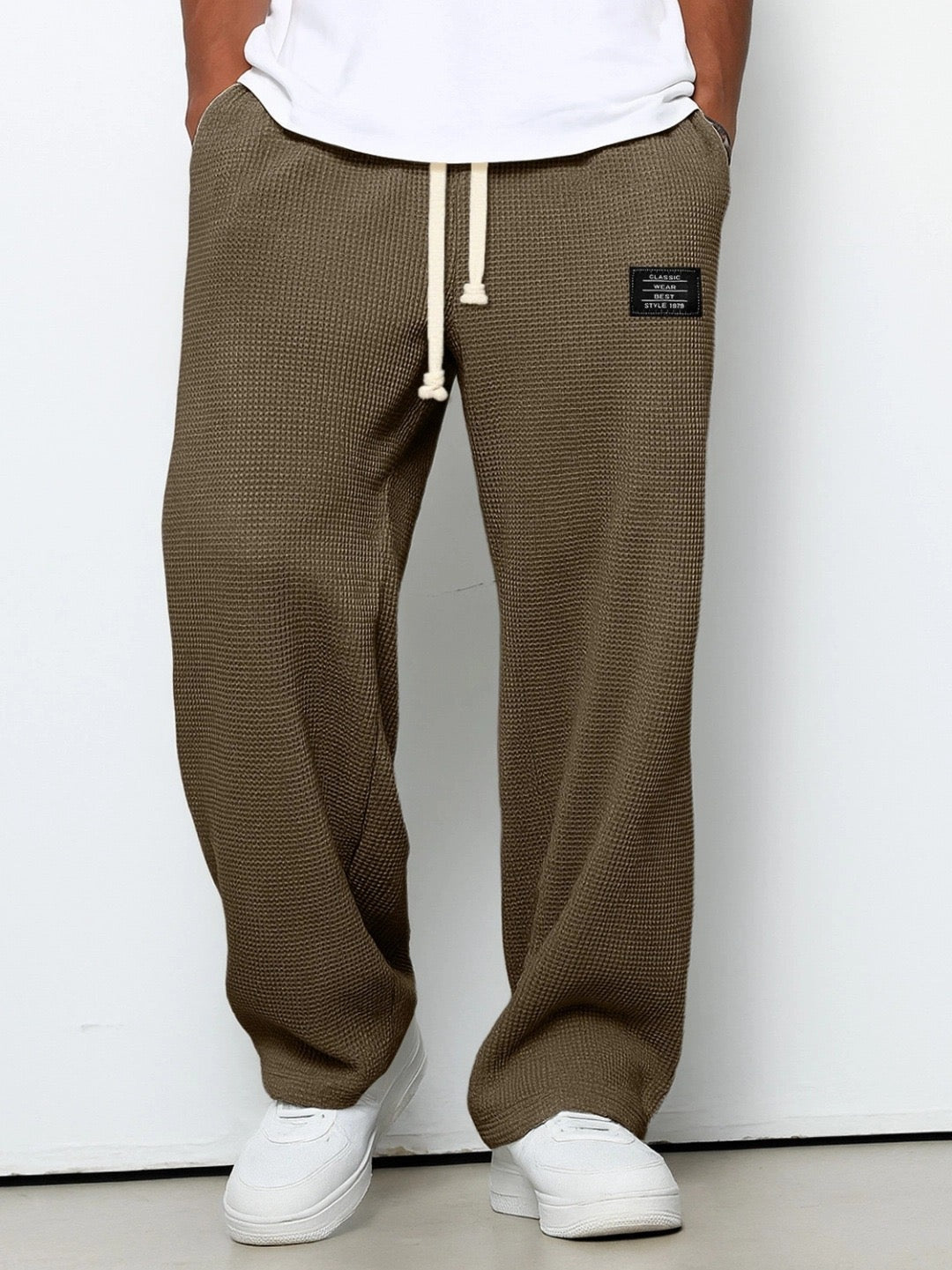 Nicola | Pantaloni Baggy Uomo in Maglia Waffle Vita Elastica