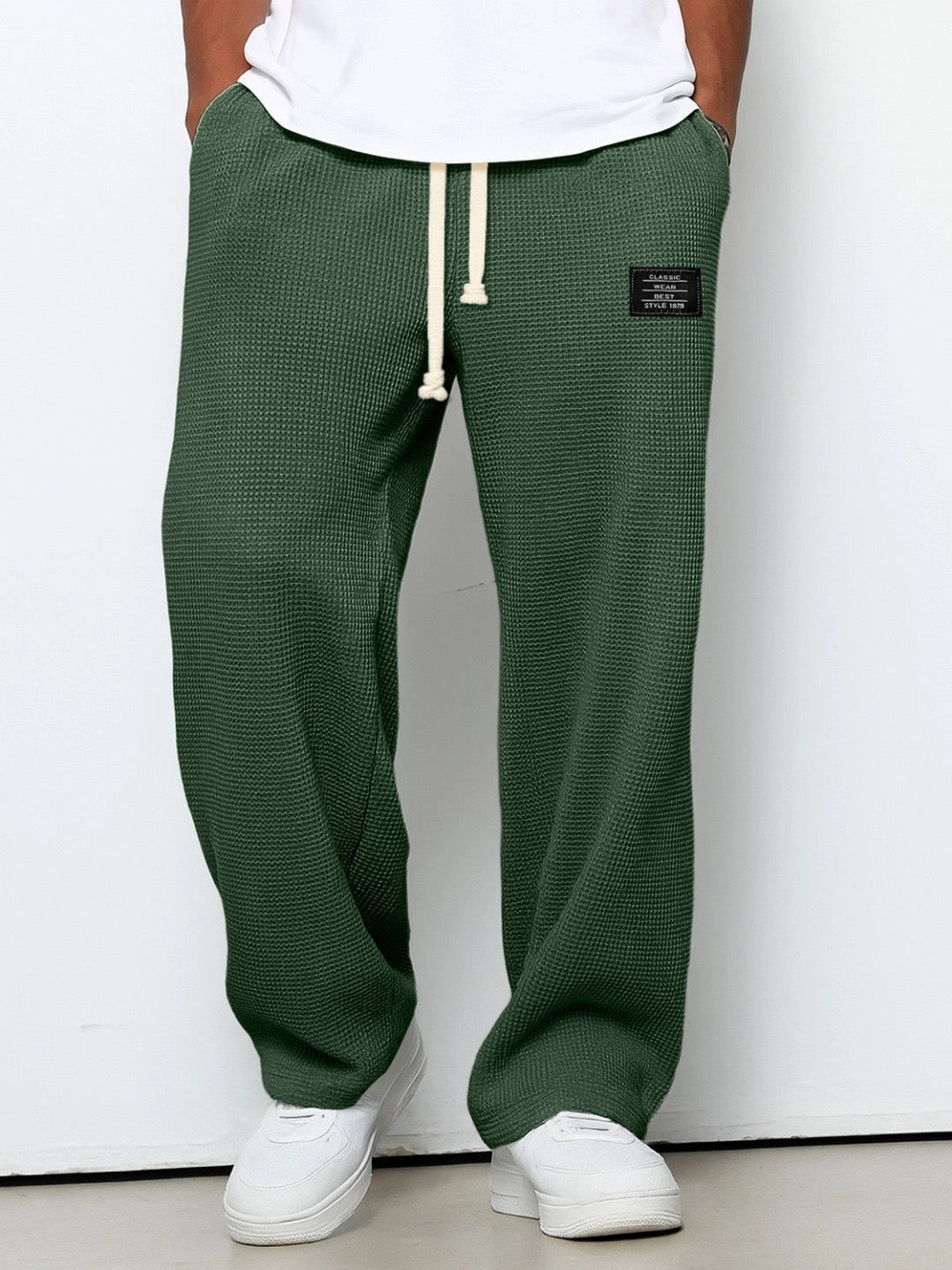Nicola | Pantaloni Baggy Uomo in Maglia Waffle Vita Elastica