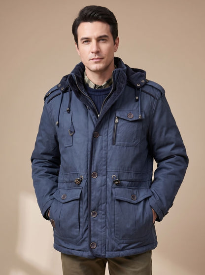 Nicola | Parka Uomo con Cappuccio Impermeabile Tasche Multitasche