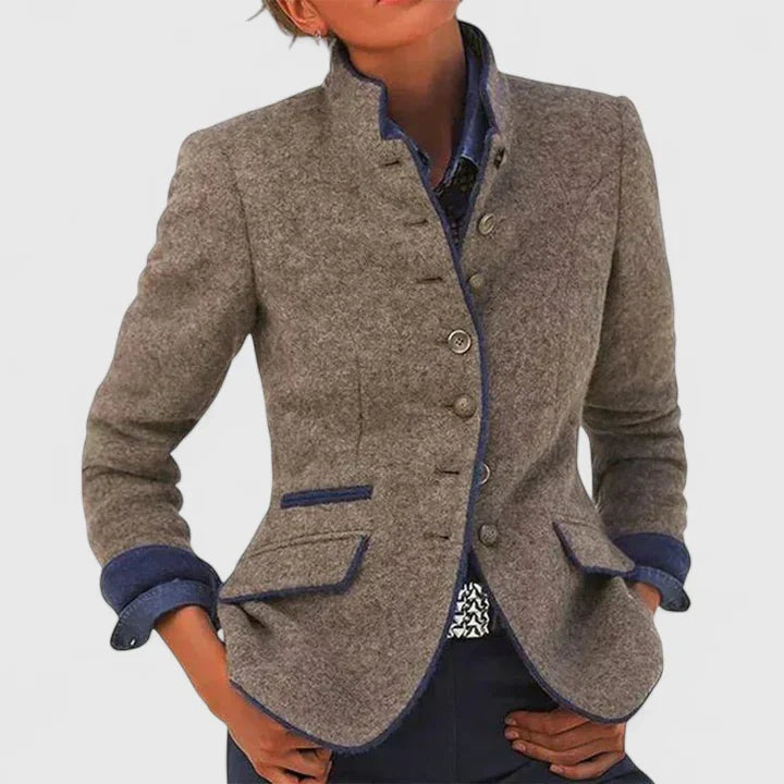 Noemi | Blazer di Lana Donna Collo Alto Bottoni
