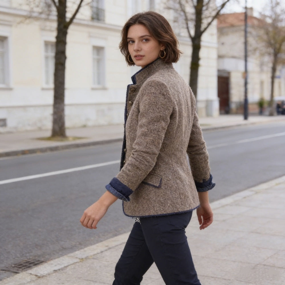 Noemi | Blazer di Lana Donna Collo Alto Bottoni