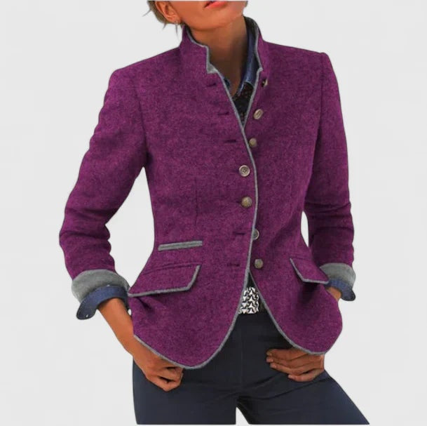 Noemi | Blazer di Lana Donna Collo Alto Bottoni