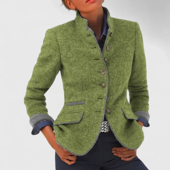 Noemi | Blazer di Lana Donna Collo Alto Bottoni