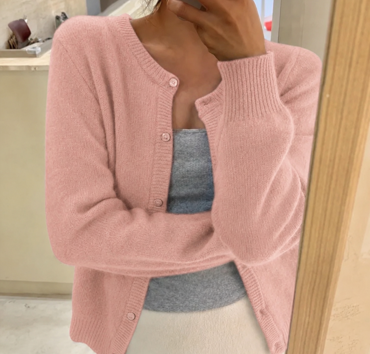 Noemi | Cardigan Donna Maglia Morbida Collo Rotondo Chiusura Bottoni