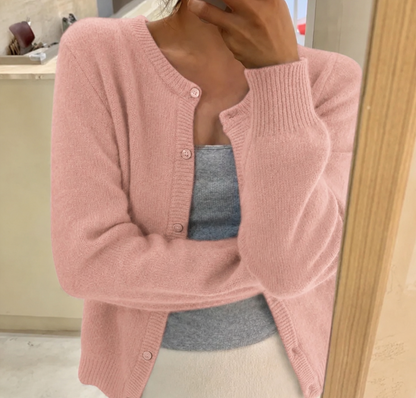 Noemi | Cardigan Donna Maglia Morbida Collo Rotondo Chiusura Bottoni
