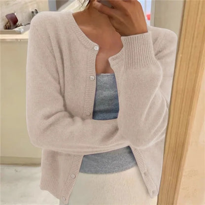 Noemi | Cardigan Donna Maglia Morbida Collo Rotondo Chiusura Bottoni