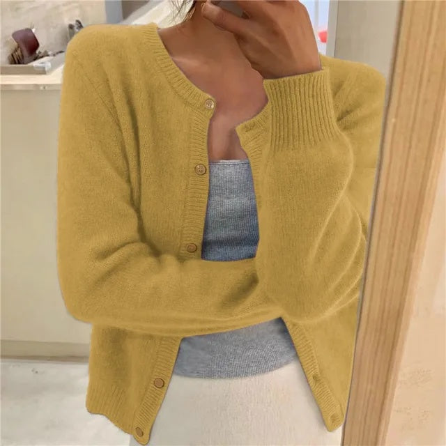 Noemi | Cardigan Donna Maglia Morbida Collo Rotondo Chiusura Bottoni