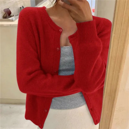Noemi | Cardigan Donna Maglia Morbida Collo Rotondo Chiusura Bottoni