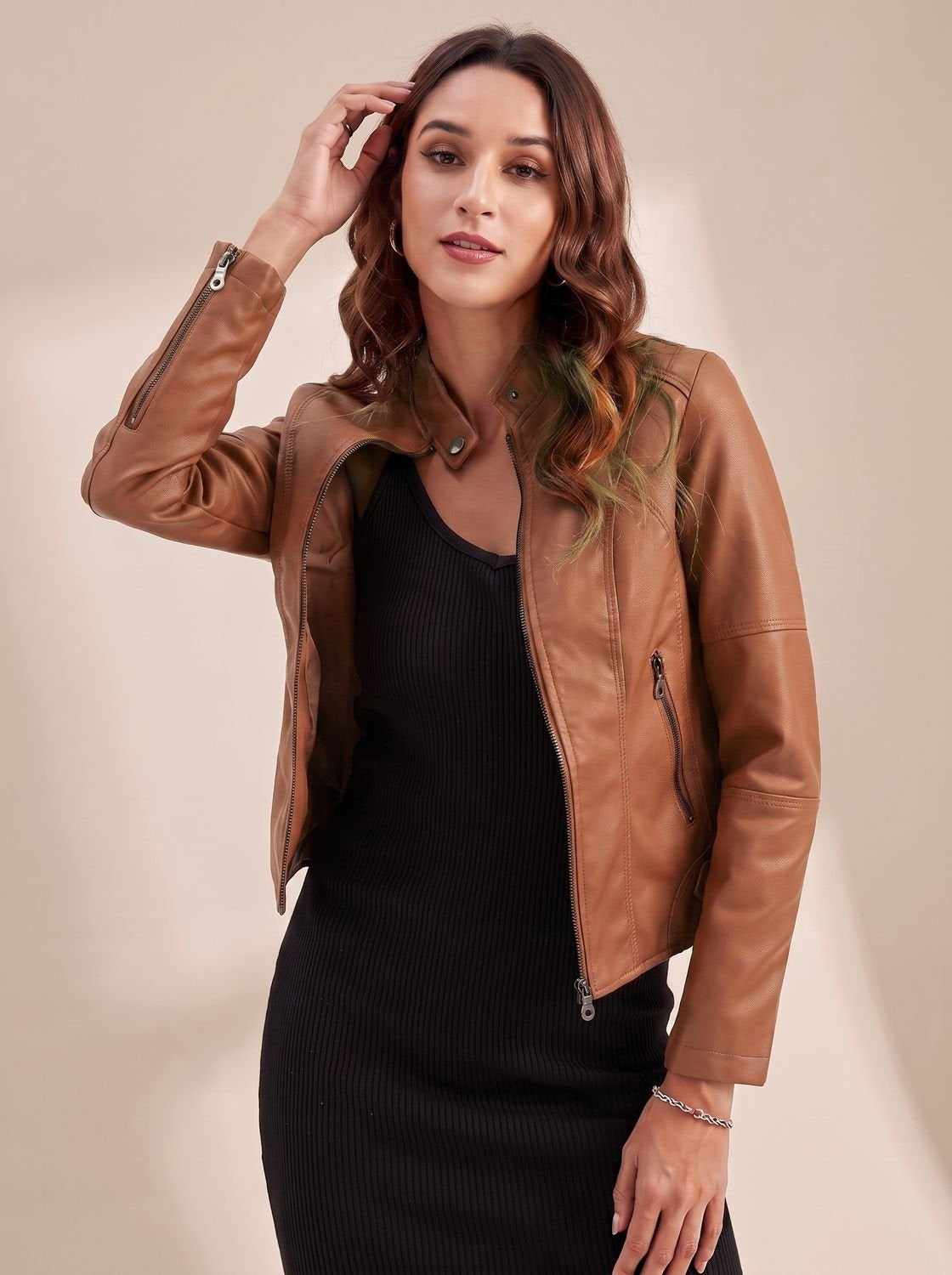 Noemi | Giacche in Pelle Donna Giubbotto di Pelle Colletto Alto