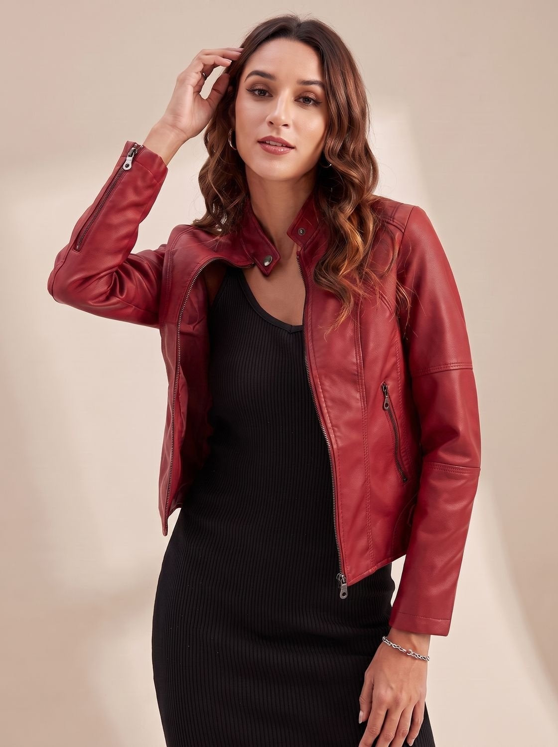 Noemi | Giacche in Pelle Donna Giubbotto di Pelle Colletto Alto