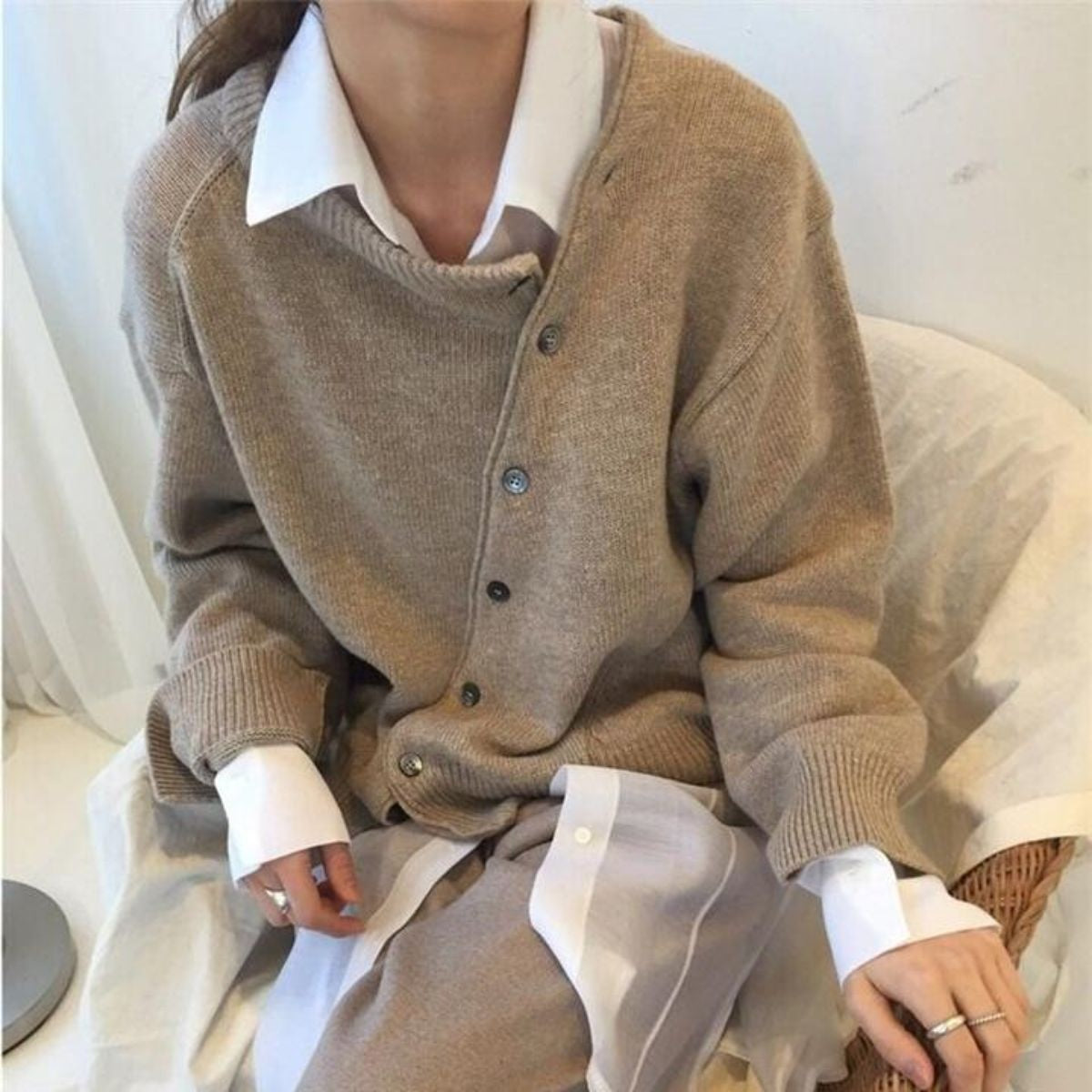 Paola | Cardigan Donna Maglia a Maniche Lunghe Bottoni