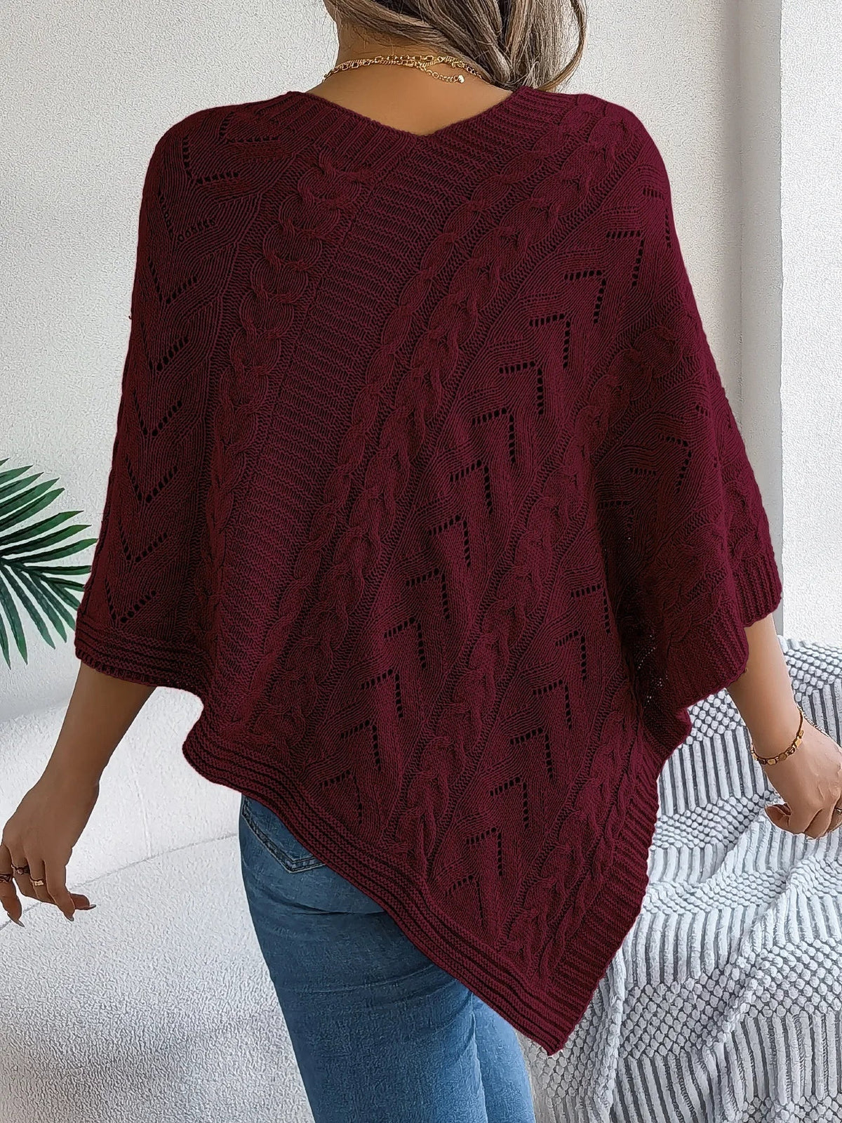 Paola | Poncho di Maglia Donna Trecce Oversize