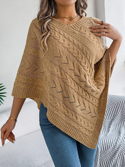 Paola | Poncho di Maglia Donna Trecce Oversize