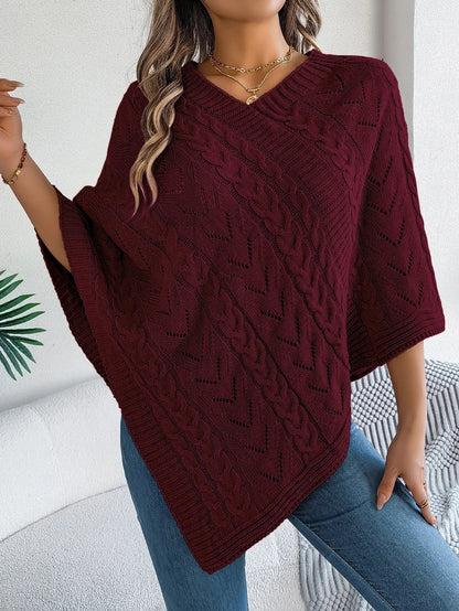 Paola | Poncho di Maglia Donna Trecce Oversize
