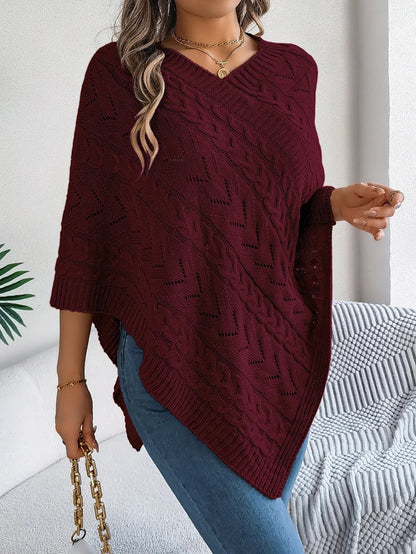 Paola | Poncho di Maglia Donna Trecce Oversize