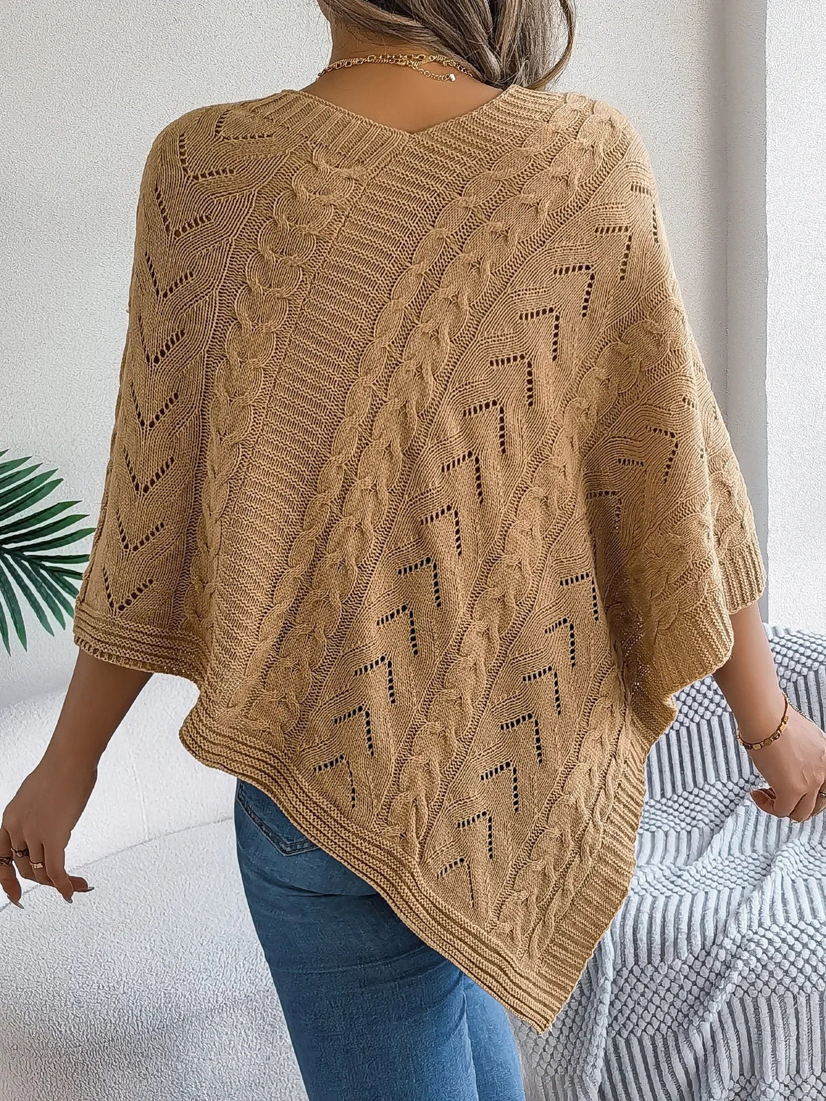 Paola | Poncho di Maglia Donna Trecce Oversize