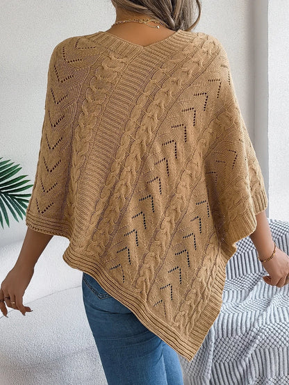 Paola | Poncho di Maglia Donna Trecce Oversize