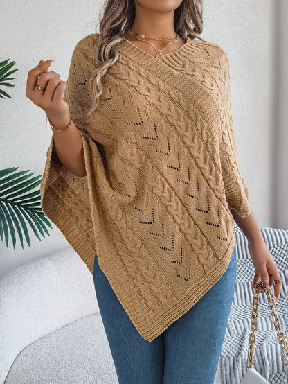 Paola | Poncho di Maglia Donna Trecce Oversize