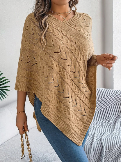 Paola | Poncho di Maglia Donna Trecce Oversize