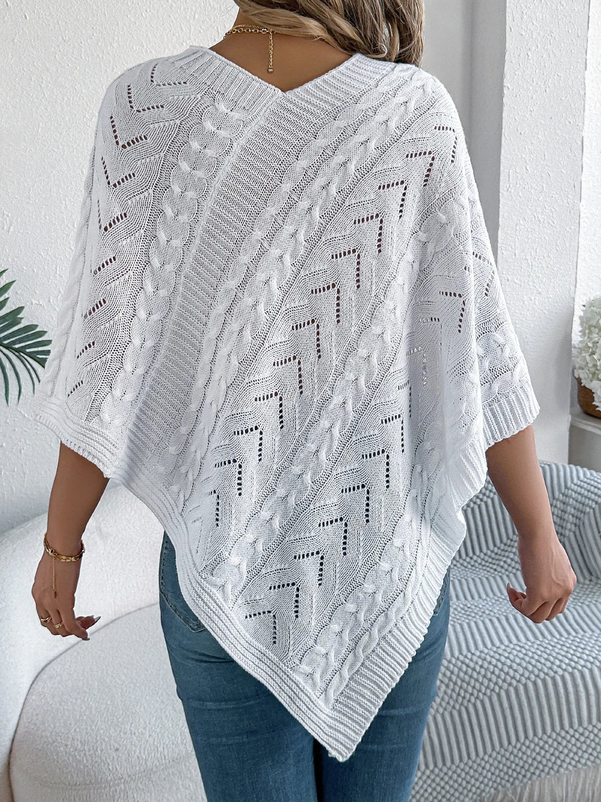 Paola | Poncho di Maglia Donna Trecce Oversize
