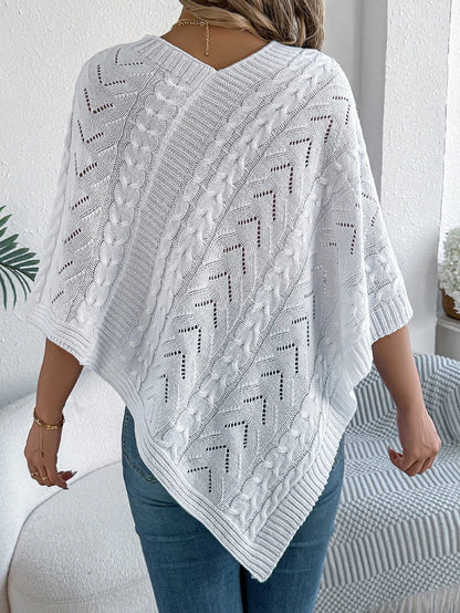 Paola | Poncho di Maglia Donna Trecce Oversize