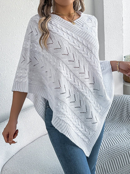 Paola | Poncho di Maglia Donna Trecce Oversize