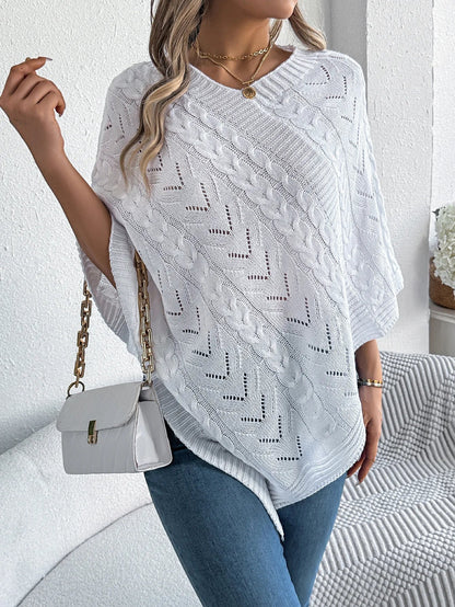 Paola | Poncho di Maglia Donna Trecce Oversize