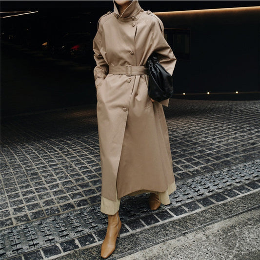 Perla | Cappotto Lungo Donna Cintura con Collo Alto Elegante