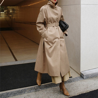 Perla | Cappotto Lungo Donna Cintura con Collo Alto Elegante
